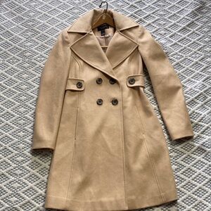 Victoria's Secret Honey Beige Double-Breasted Wool Blend Long Pea Coat Size 0